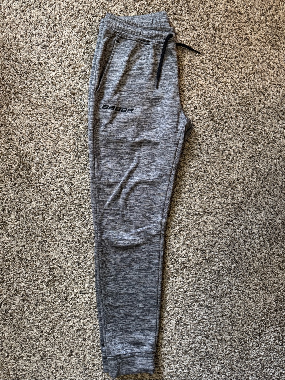 Bauer Heather Gray Athletic Joggers with Black Drawstring